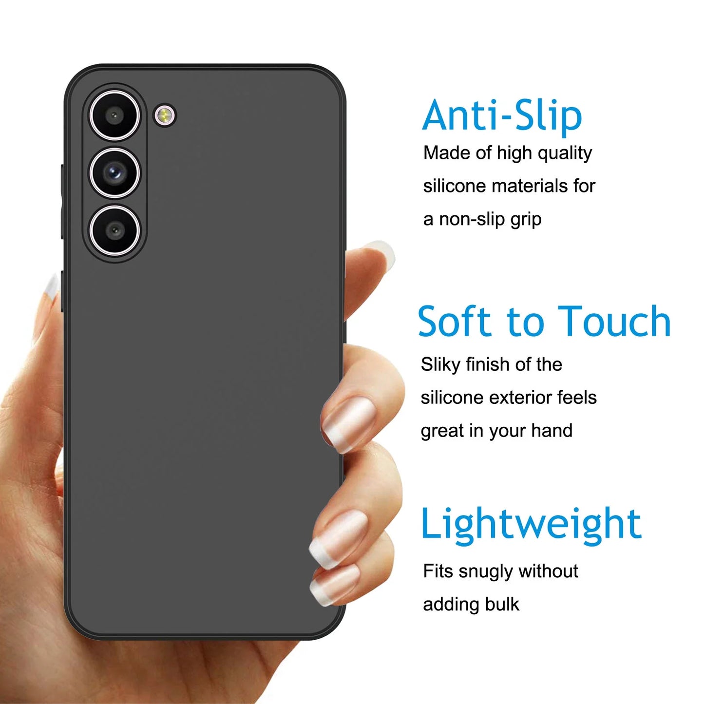 Cell Phone Basic Cases for Galaxy S24,S24 Plus,S24 Ultra, Liquid Silicone Gel Rubber Shockproof Case Ultra Thin Slim Matte Surface Cover for Samsung Galaxy S24 plus (Black)
