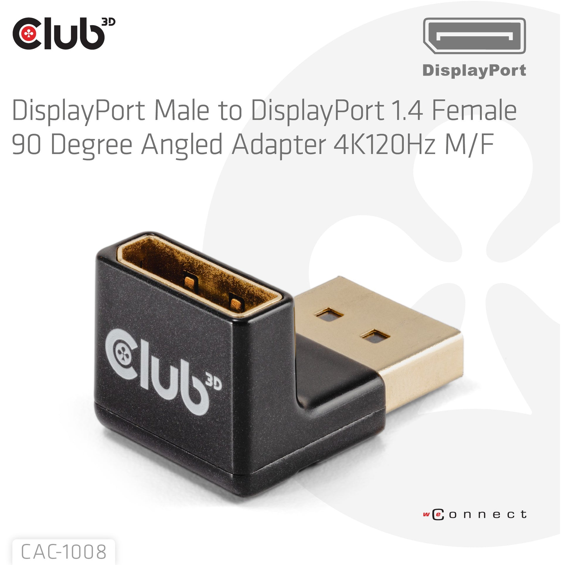Club3D Adapter DP > DP 1.4 90° abgewinkelt 4K@120Hz St/Bu retail