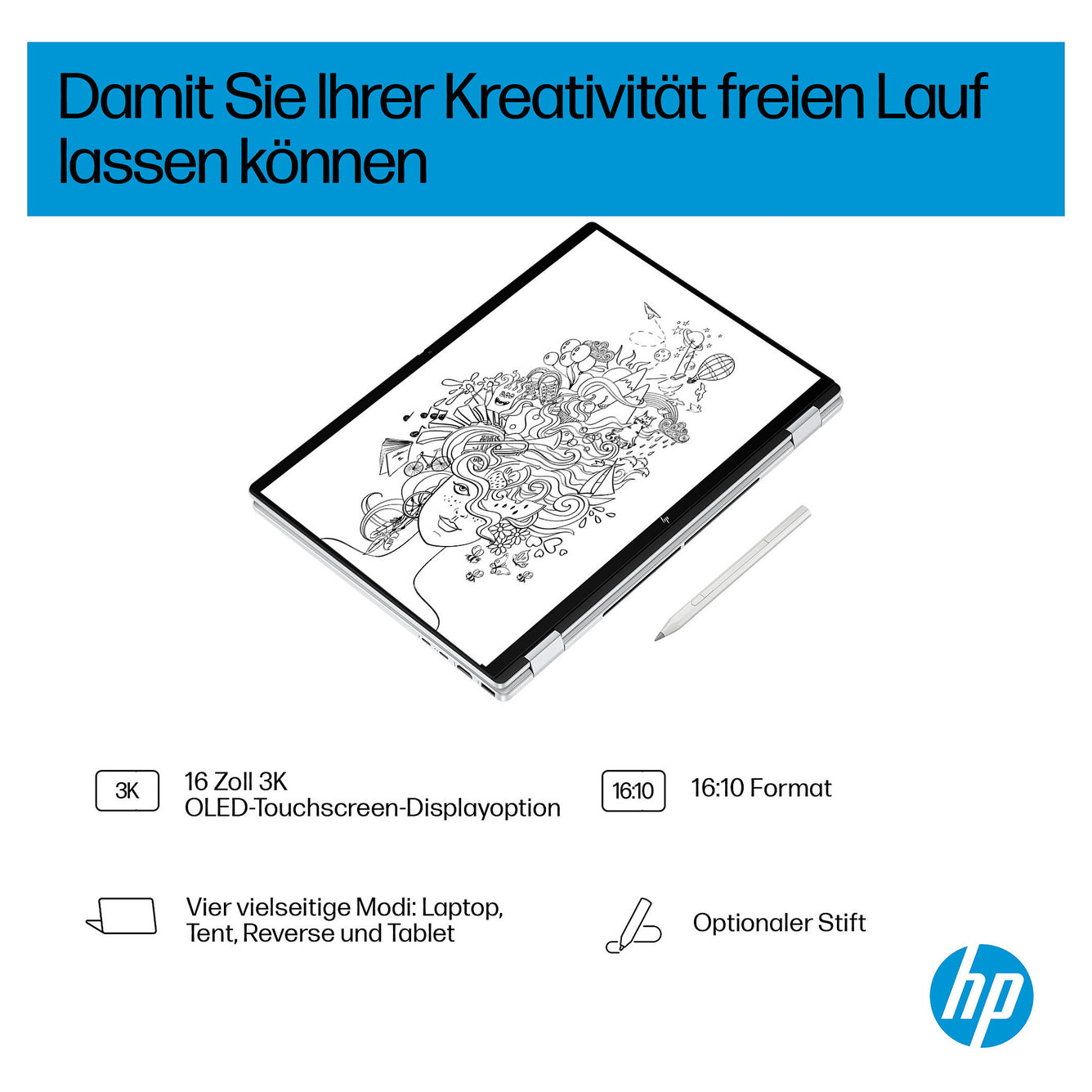 HP OmniBook X Flip 16" 3k Touchscreen Core Ultra 7 258V 32GB/1TB SSD Windows 11 Home