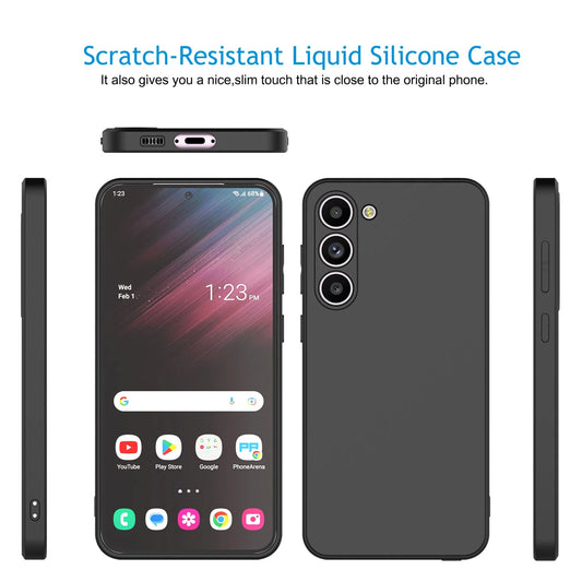 Cell Phone Basic Cases for Galaxy S24,S24 Plus,S24 Ultra, Liquid Silicone Gel Rubber Shockproof Case Ultra Thin Slim Matte Surface Cover for Samsung Galaxy S24 plus (Black)