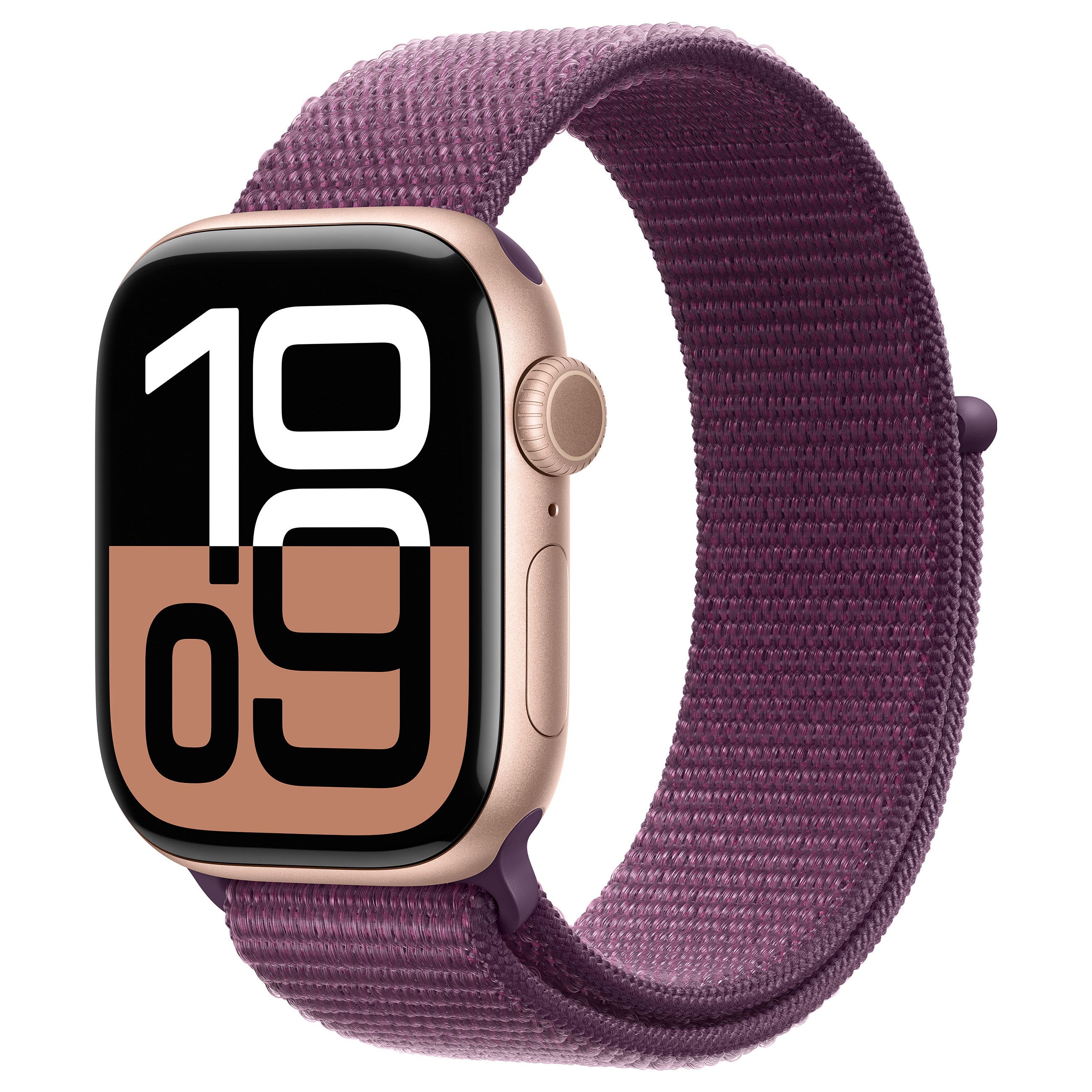 APPLE Watch Series 10 GPS + Cellular 42mm Rose Gold Aluminium Case with Plum Sport Loop