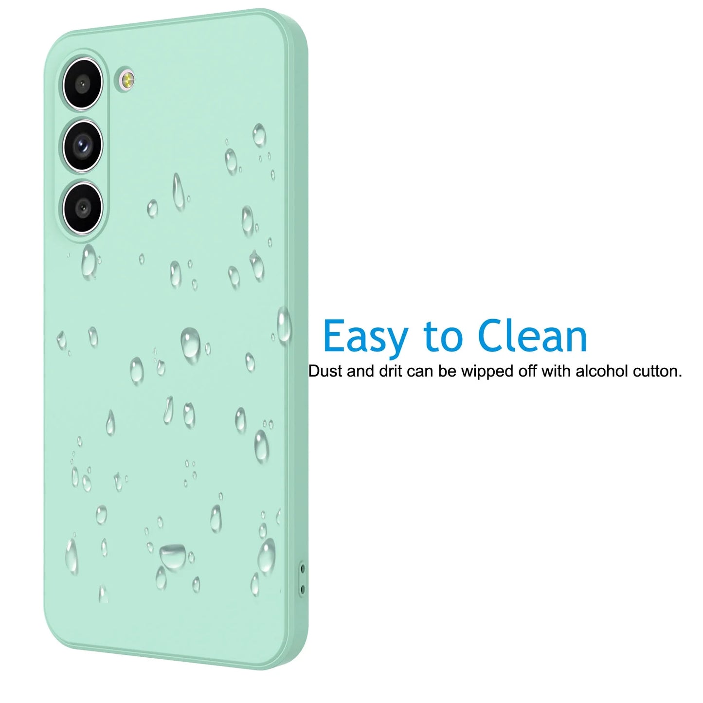Liquid Silicone Gel Rubber Slim Back Cover Cell Phone Case for Samsung Galaxy S24 Plus, Cyan