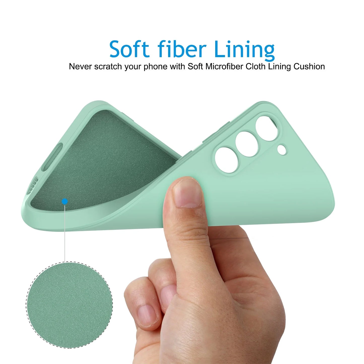 Liquid Silicone Gel Rubber Slim Back Cover Cell Phone Case for Samsung Galaxy S24 Plus, Cyan