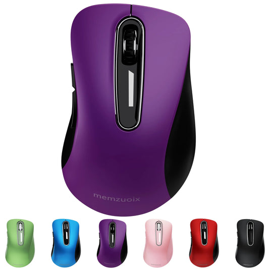 Wireless Mouse, 2.4Ghz with USB Receiver, 1200 DPI Optical Tracking, 5 Buttons,Ambidextrous Pc/Mac/Laptop -Purple